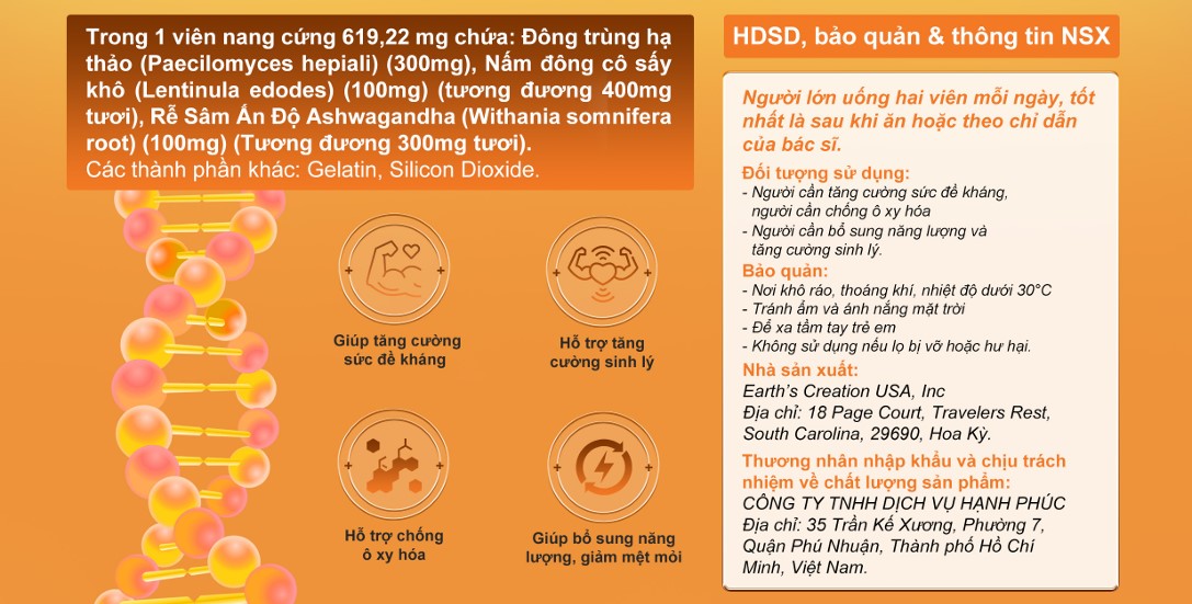 Combo 2 Hộp TPBVSK Cordyceps Shitake Ashwagandha (Tặng1 Hộp Omega 3 Costar) - Ảnh 5