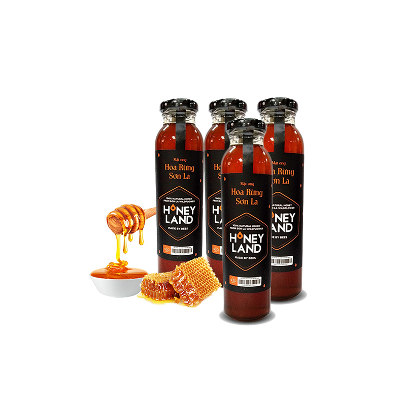 Combo 4 chai mật ong hoa Rừng Sơn La Honeyland 470g/chai - Tặng 2 chai mật ong Nam Cát Tiên 730g/chai + 1 hộp mật ong hoa rừng
