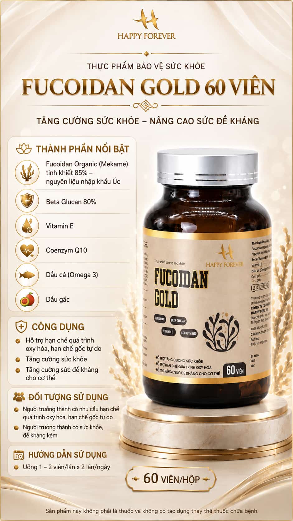 Fucoidan Gold Happy Forever 60 viên