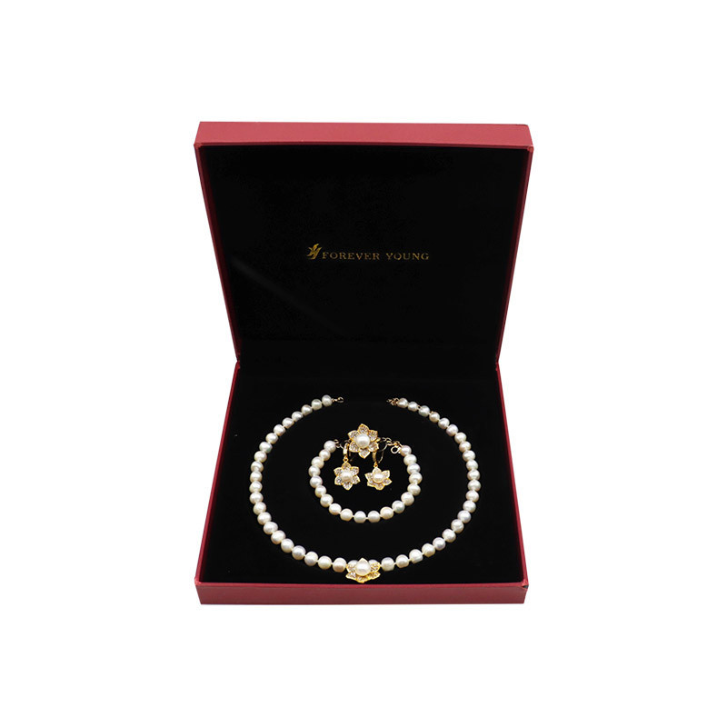 Bộ trang sức ngọc trai thật Hoa Mai (vòng cổ, nhẫn, hoa tai, vòng tay) Tặng 1 hộp kem nhau thai cừu 100g