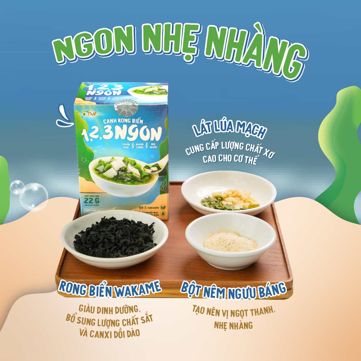 30 gói cháo yến mạch Tâm Minh ( 30 gói x 50g) Tặng 1 Hộp canh rong biển 123 ngon 22g - Ảnh 6