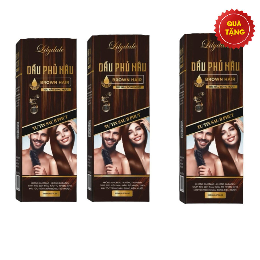 Bộ 2 chai nhuộm tóc màu nâu 200ml Lilydale + 1 chai nhuộm tóc màu nâu 200ml