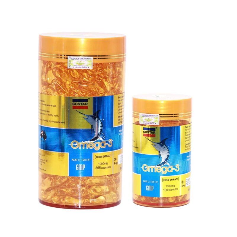 Costar - 1 Hộp OMEGA 3 365 viên + 1 Hộp OMEGA 3 100 viên - Tặng 1 Hộp Shark Cartilage 750mg (120 viên) + 1 đôi hoa tai ngọc trai (ngẫu nhiên)