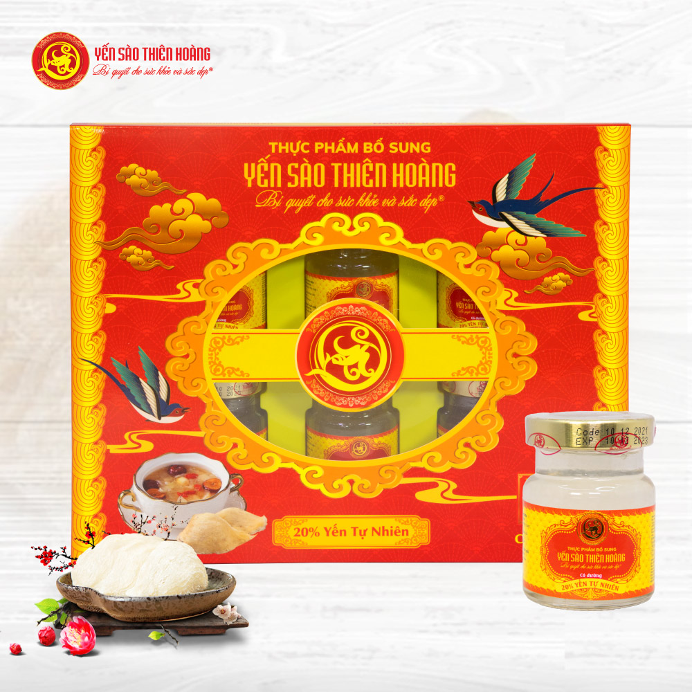 Combo 10 hộp yến Thiên Hoàng 20% + 1 hộp yến 41% + 10 chai nước hồng sâm+ 2 gói kẹo sâm 200g