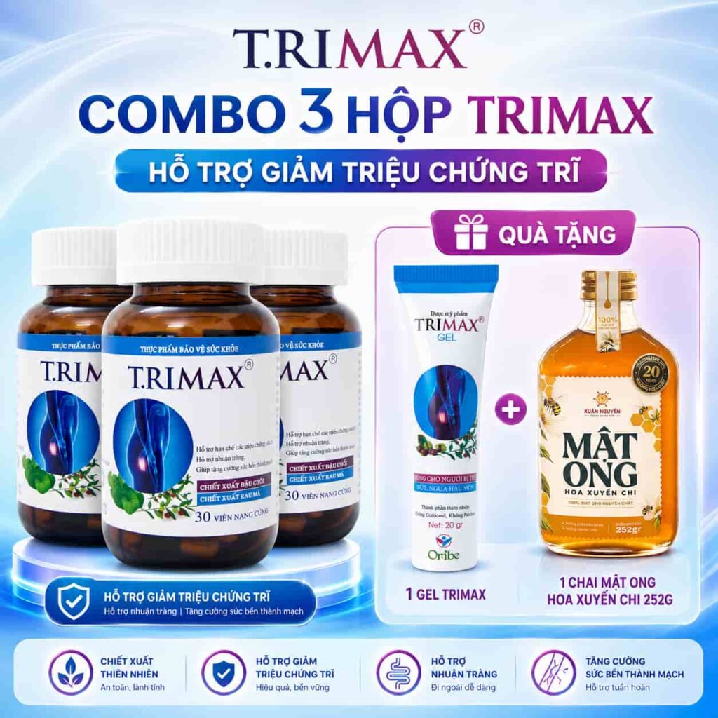 Combo 3 hop trimax tang 1 chai mat ong + gel