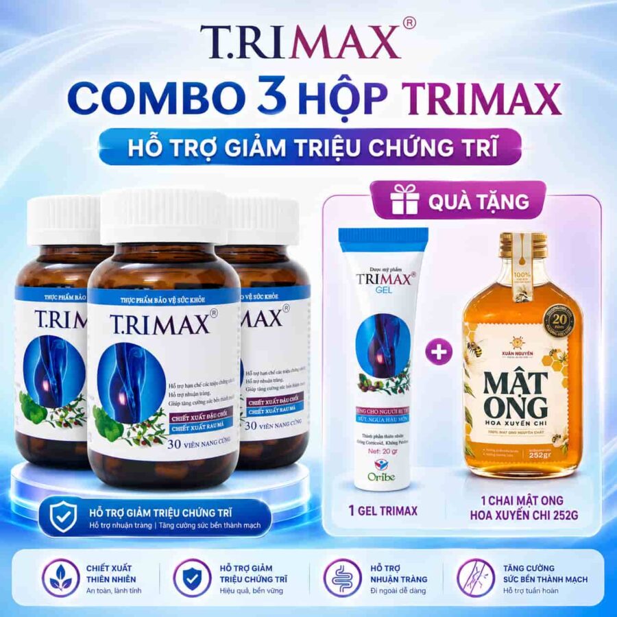 Combo 3 hop trimax tang 1 chai mat ong + gel