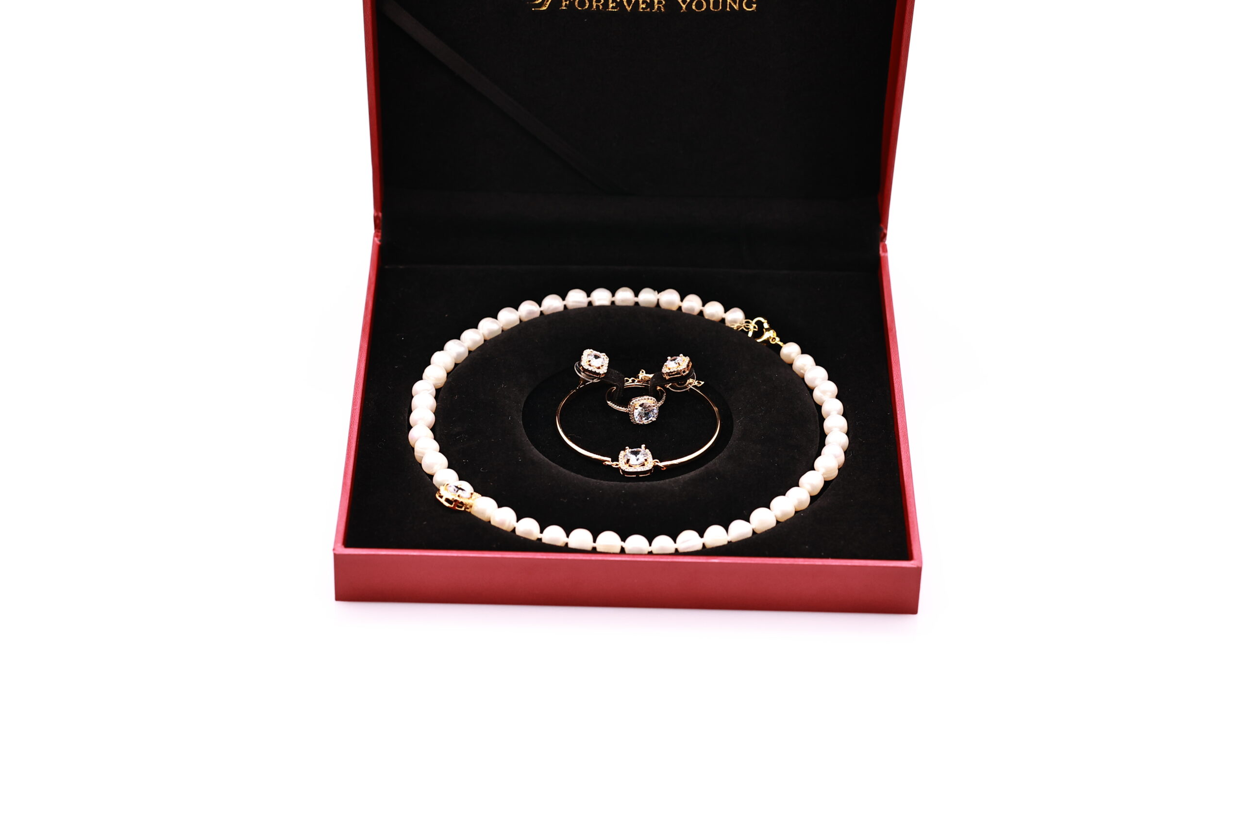 Bộ Trang Sức Viền Vuông Đính Đá Tinh Tế - Vòng Cổ, Vòng Tay, Nhẫn và Bông Tai - Ảnh 3