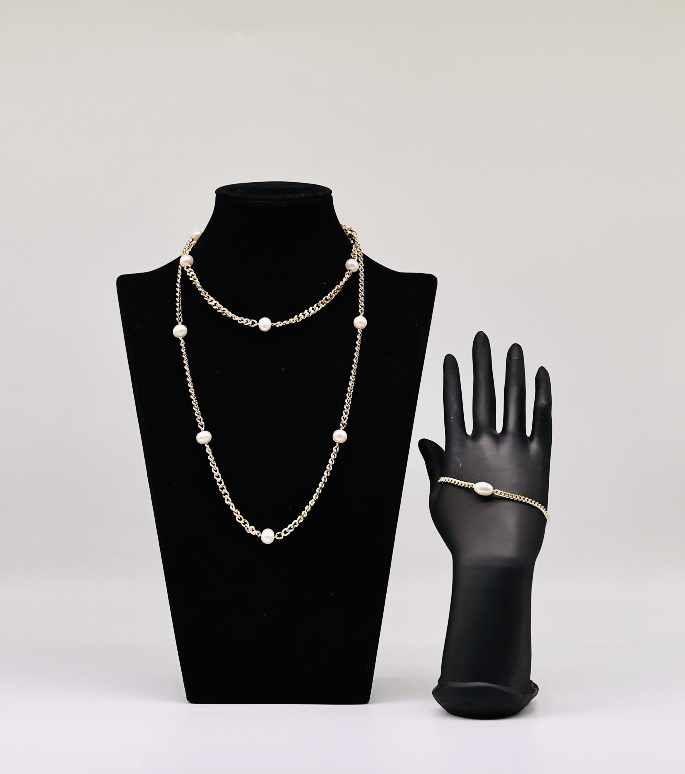 Bộ Trang Sức Hai Tầng Đính ngoc trai Nước Ngọt 7-8 li - Dây Chuyền và Vòng Tay Sang Trọng