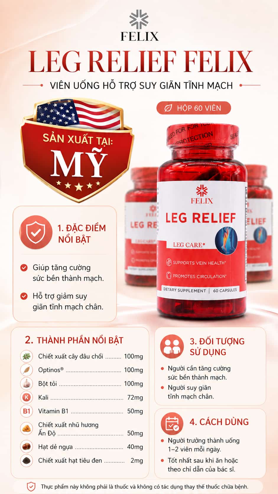 Suy gian tinh mach Leg relief Felix