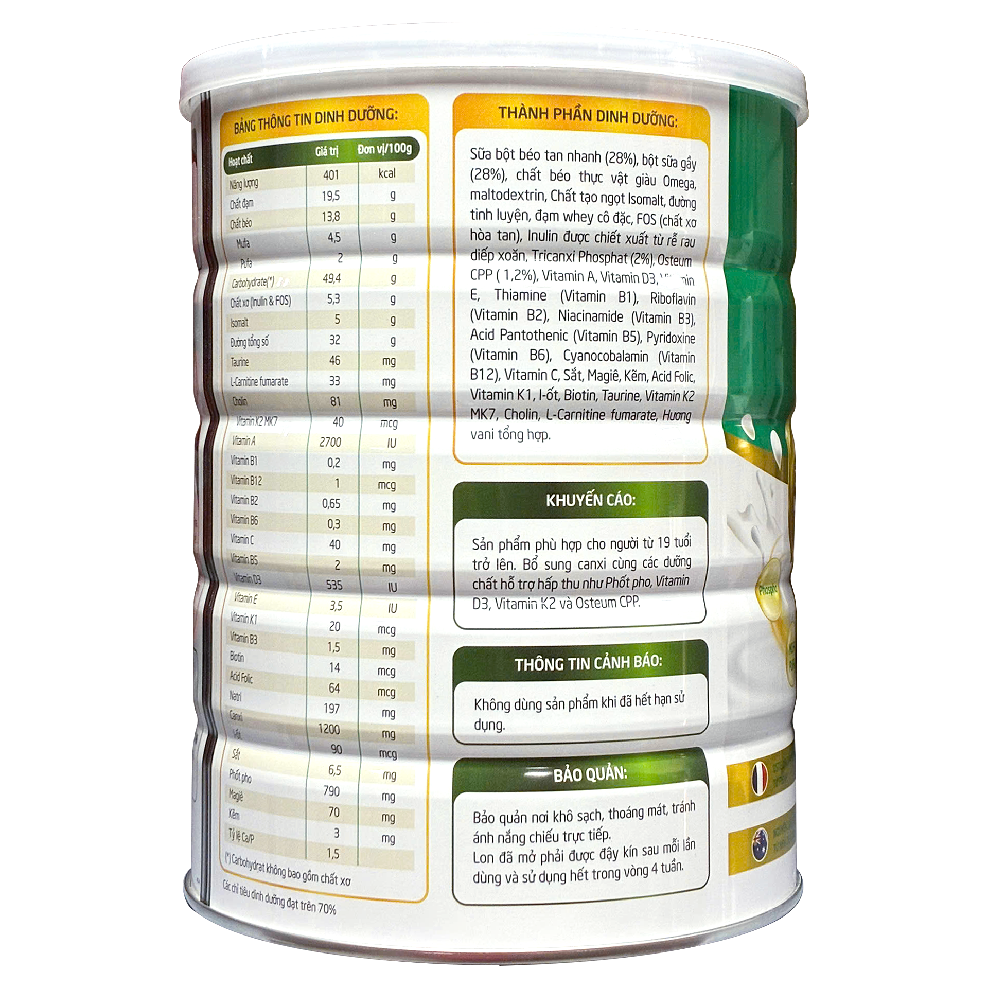 COMBO 3 lon sữa bột Fobe Milk Canxi 900g - Ảnh 3