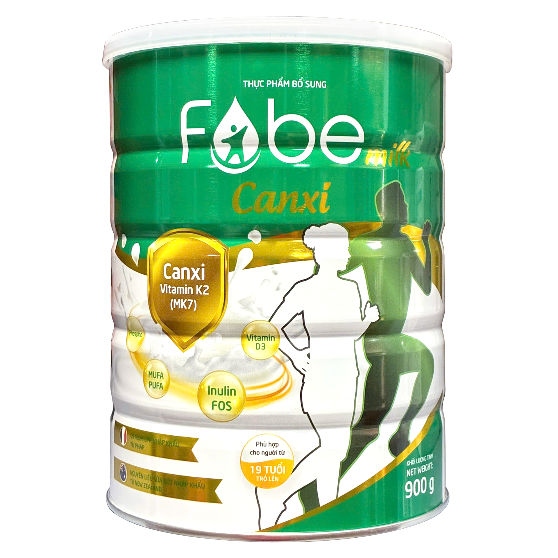 COMBO 2 lon sữa bột Fobe Milk Canxi 900g + 01 hộp Tổ yến chưng đường phèn Fobenest (yến tươi 1000 mg, 6 lọ/hộp) + 01 ly pha sữa.