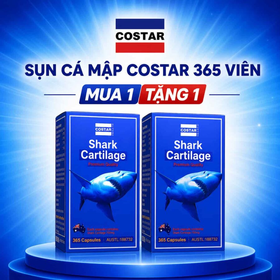 Combo 2 hộp Sụn Cá Mập Costar Shark Cartilage 750mg 365 viên/hộp