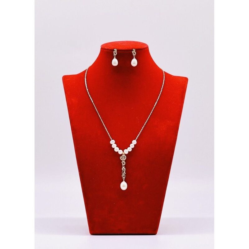 Bộ Trang Sức ngoc trai Trắng 5-6 li - Dây Chuyền, Bông Tai