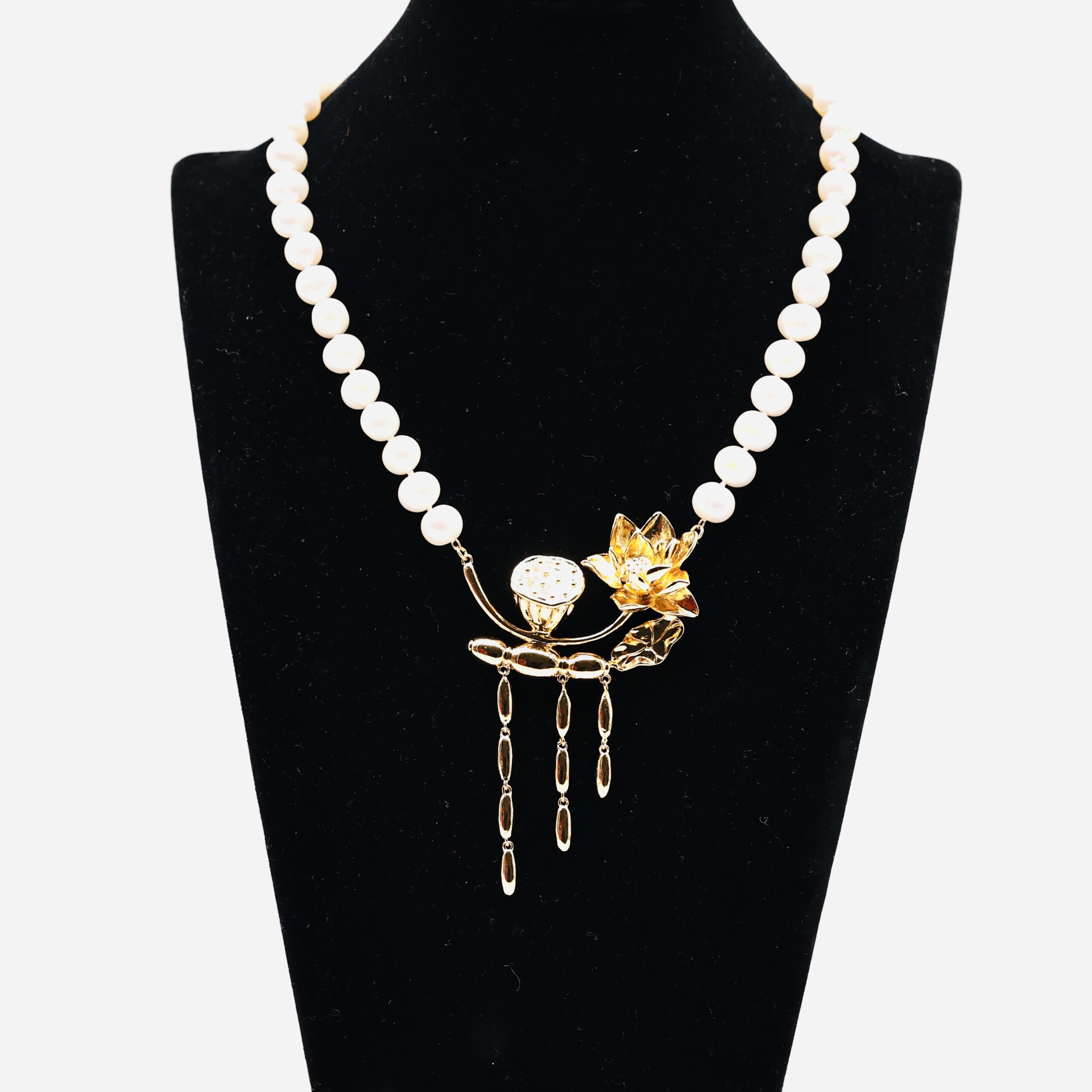 Bộ Dây Chuyền ngọc Trai Mặt Sen vàng Tinh Túy 7-8 Li - Ảnh 3