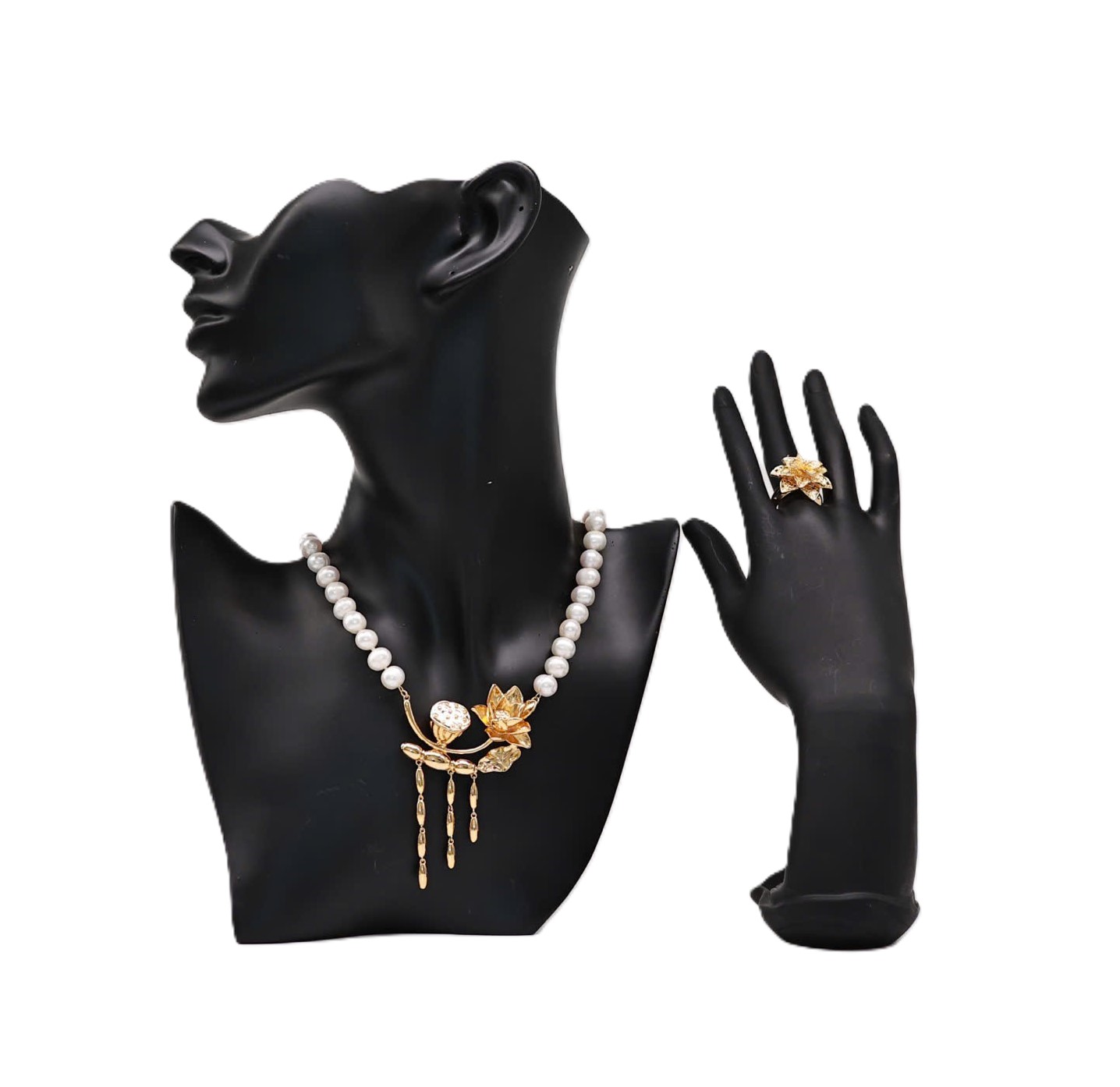 Bộ Dây Chuyền ngọc Trai Mặt Sen vàng Tinh Túy 7-8 Li - Ảnh 2