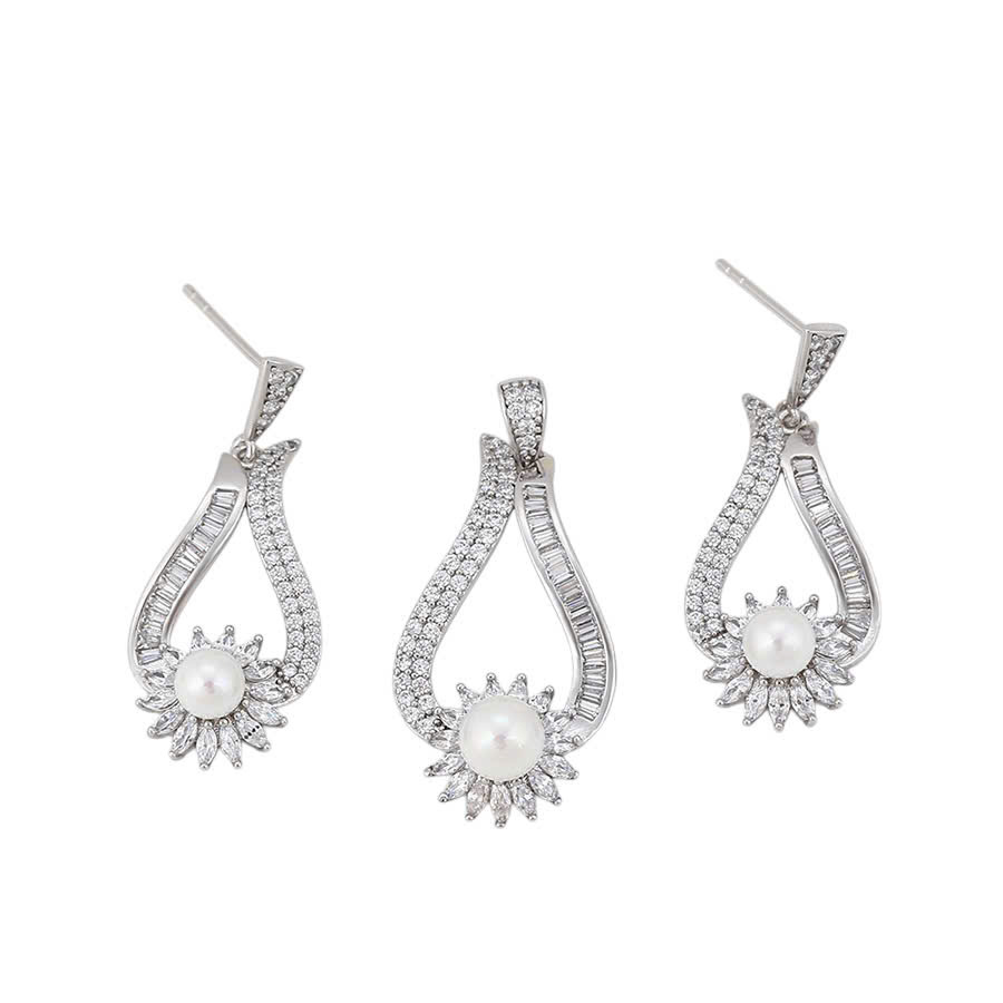 Bộ Trang Sức ngoc trai Nước Ngọt Trắng 7-8 li Hình Thoi Dài - Vòng Cổ và Bông Tai Cao Cấp - Ảnh 3