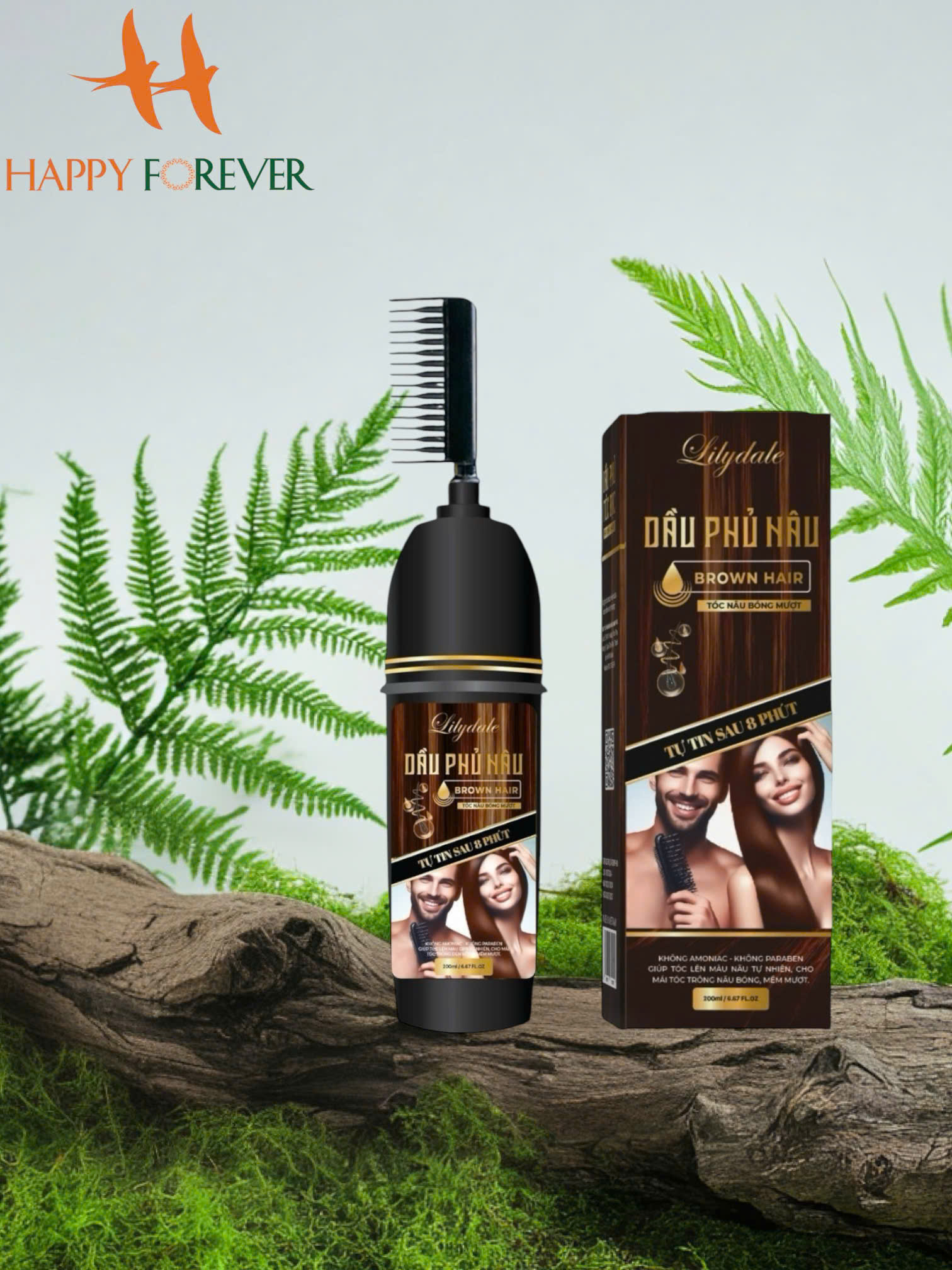 COMBO 2 hộp LilyDale Dầu phủ tóc bạc (màu đen) + 1 xịt mọc tóc Natures King + 1 đôi hoa tai màu ngẫu nhiên - Ảnh 3