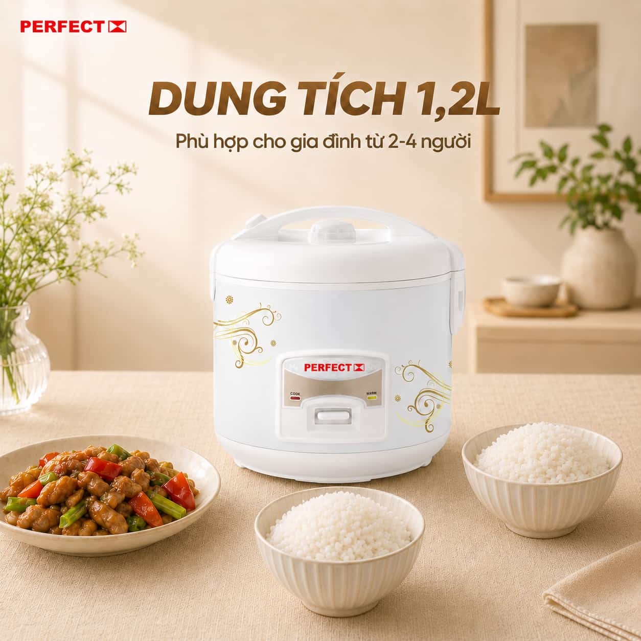 Nồi cơm điện Perfect PF-C101 1,2L - Ảnh 2