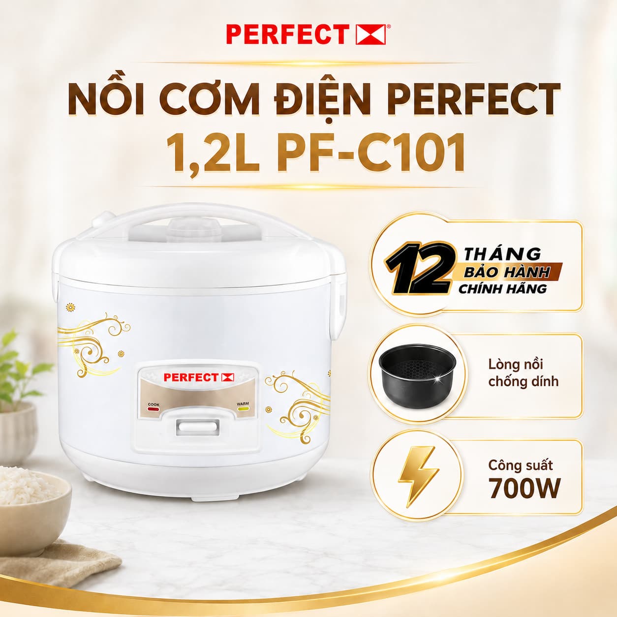 Nồi cơm điện perfect 1.2L