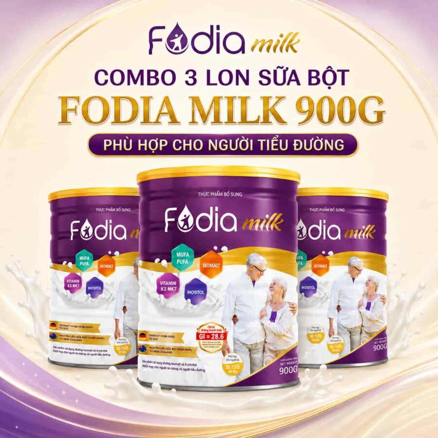 3 lon Sữa bột Fodia Milk 900g cho người tiểu đường