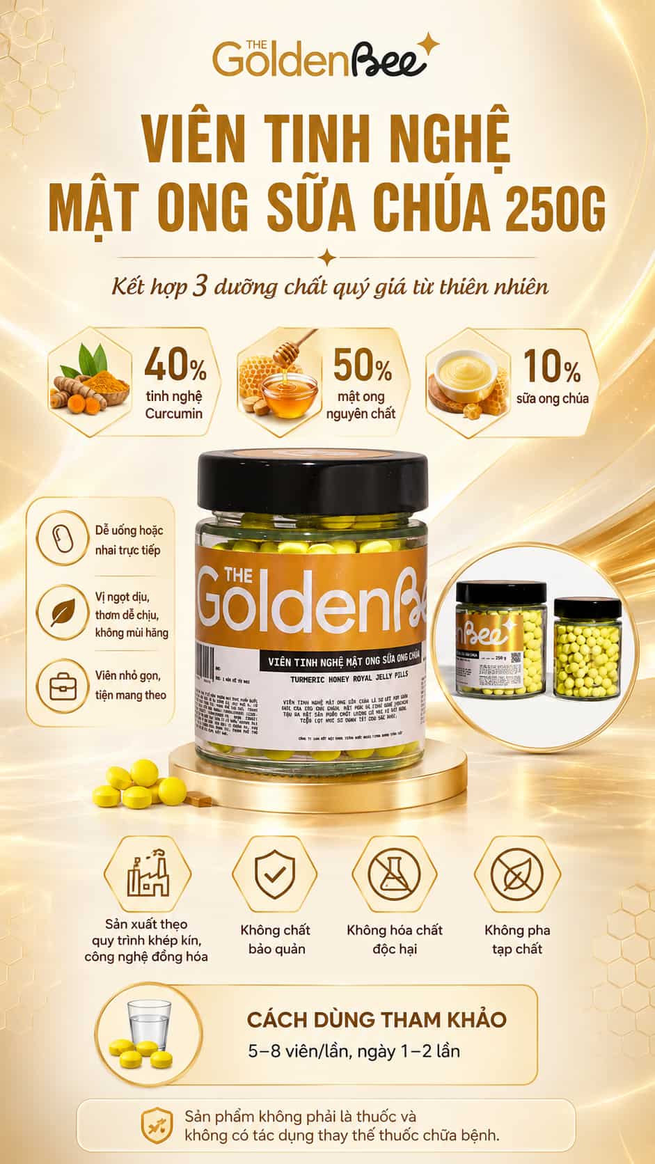 vien tinh nghe sua chua 250g golden bee