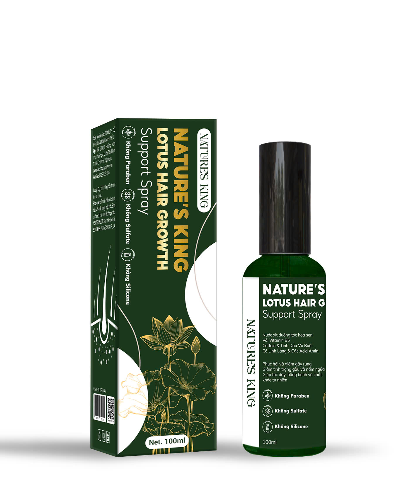Dưỡng chất kích mọc tóc Nature’s King Lotus Hair Growth Support Spray
