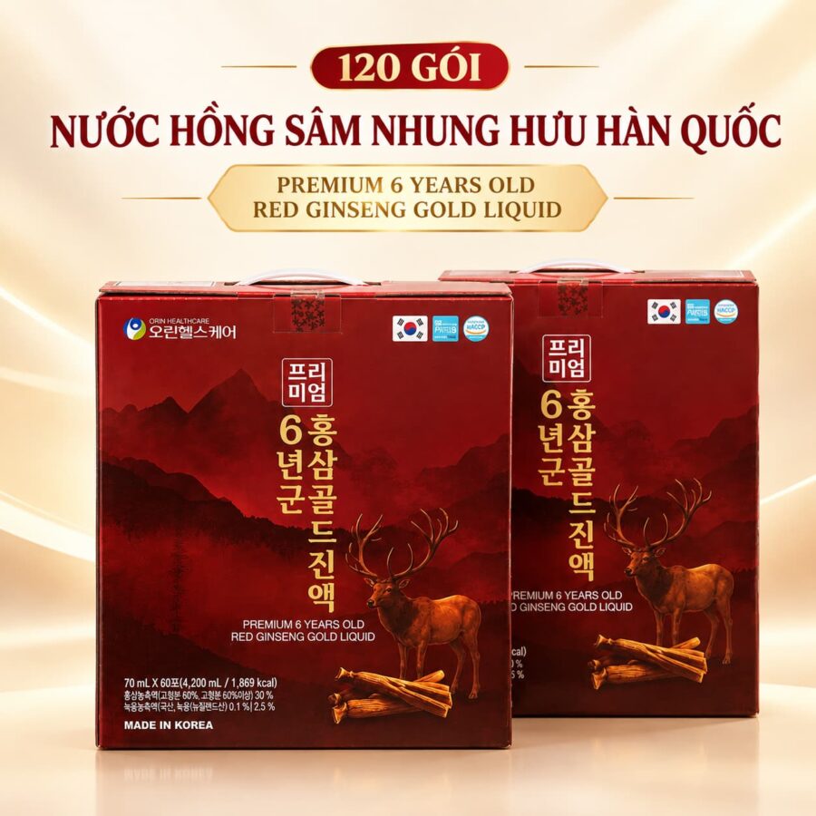 120 gói Nước Hồng Sâm Nhung Hươu Premium 6 Years Old Red Ginseng Gold Liquid – Orin Healthcare