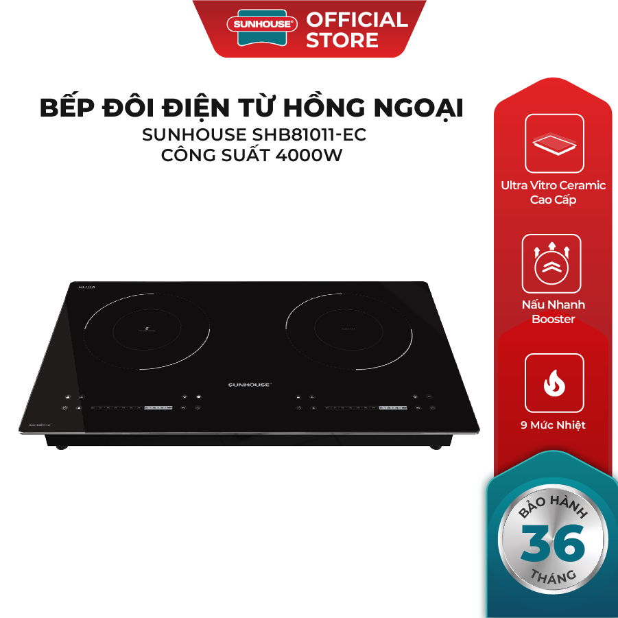 Bếp đôi điện từ hồng ngoại Sunhouse SHB81011-EC