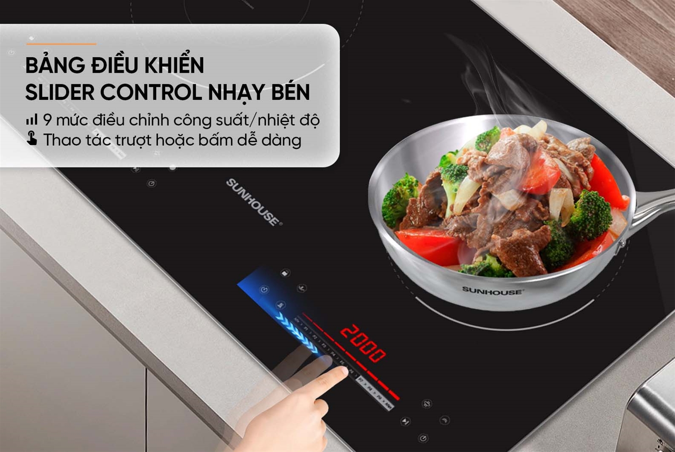 Bếp đôi điện từ hồng ngoại Sunhouse SHB81011-EC - Ảnh 2