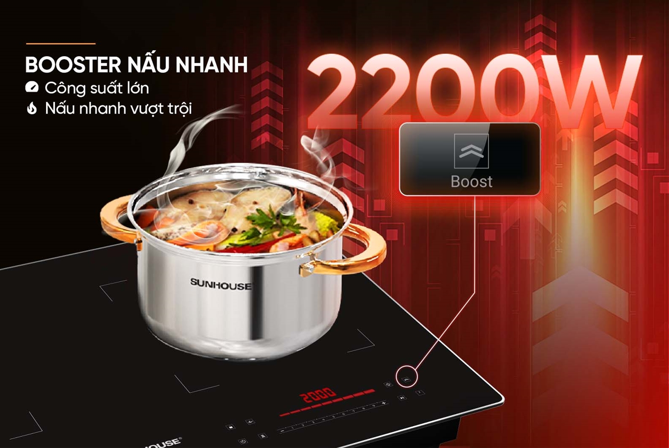 Bếp đôi điện từ Sunhouse SHB82032-EC - Ảnh 8