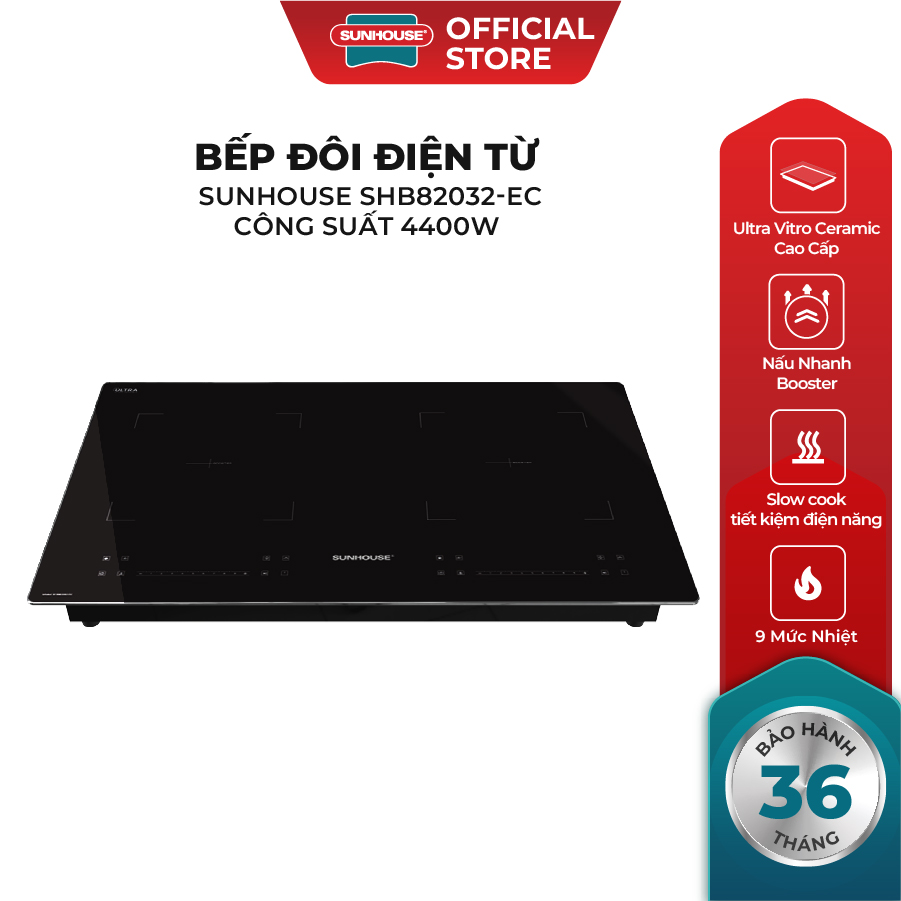 Bếp đôi điện từ Sunhouse SHB82322EC