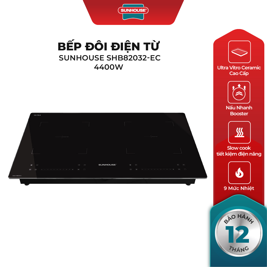 Bếp đôi điện từ Sunhouse SHB82032-EC