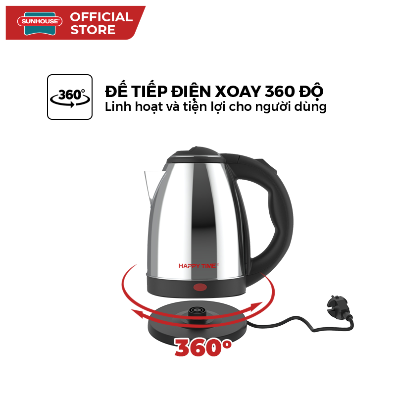 Ấm siêu tốc Inox 1.5L Happy Time HTD1055 - Ảnh 2