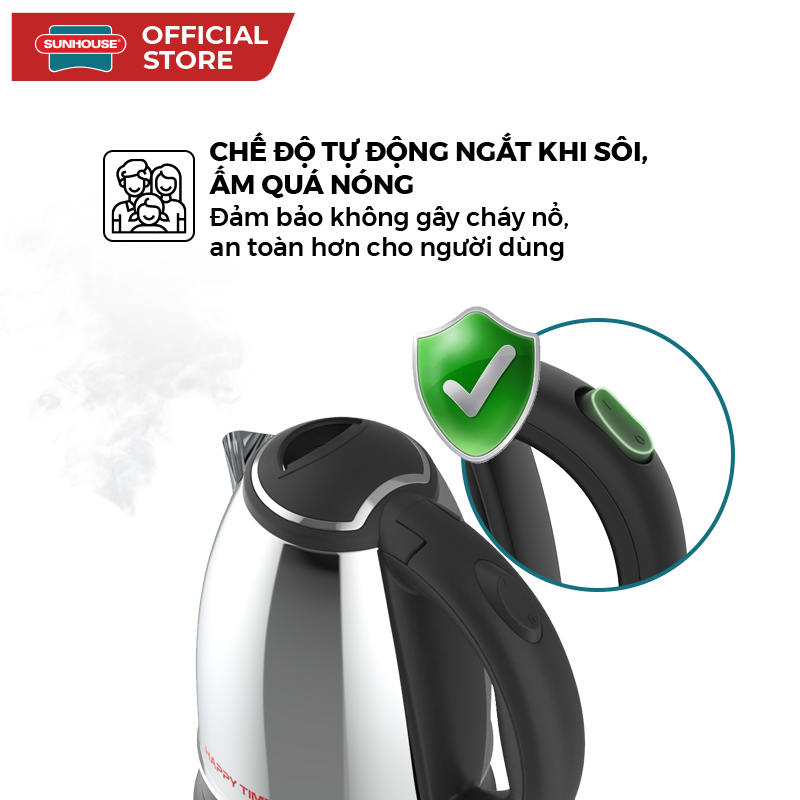 Ấm siêu tốc Inox 1.5L Happy Time HTD1055 - Ảnh 3