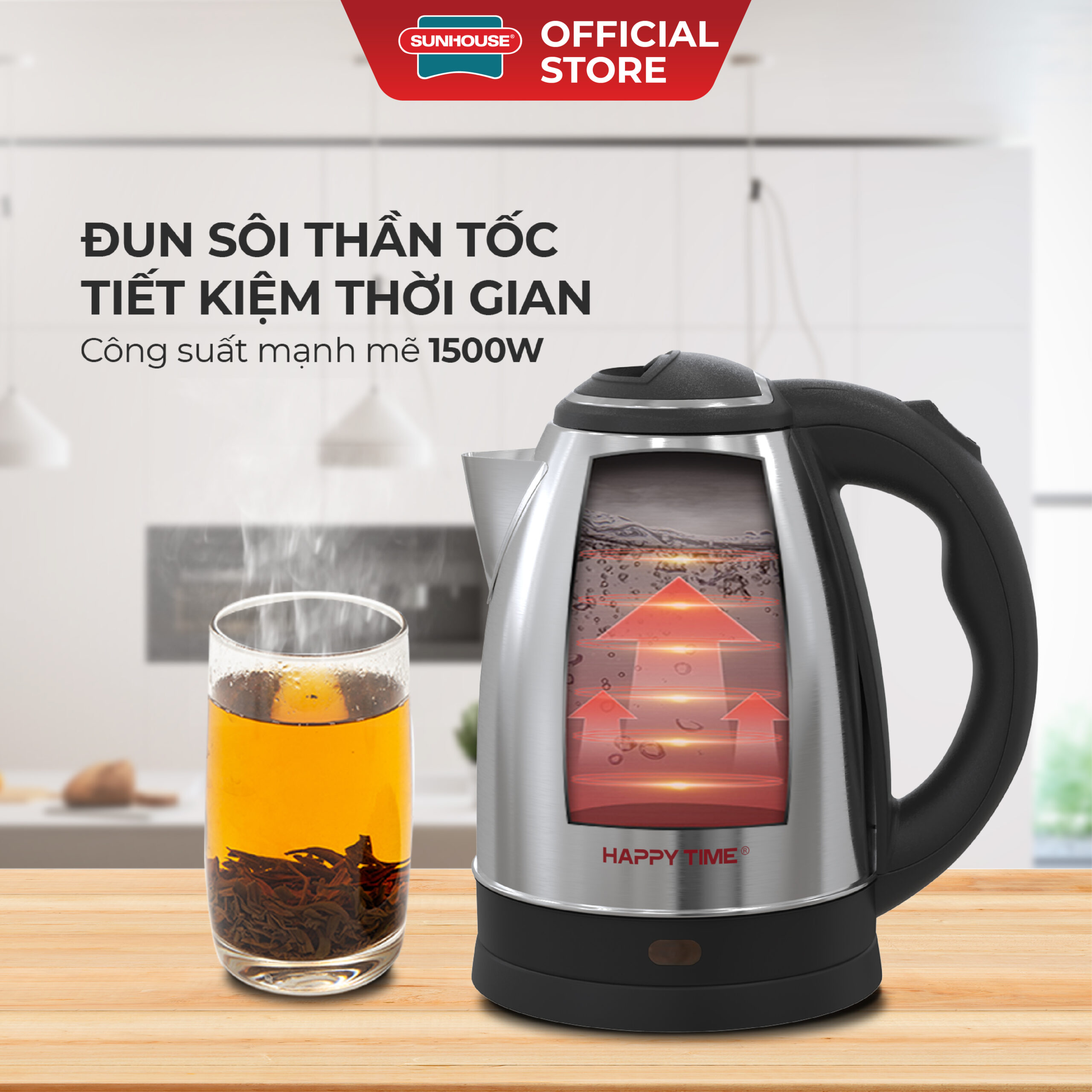 Ấm siêu tốc Inox 1.8L Happytime HTD1021 - Ảnh 4