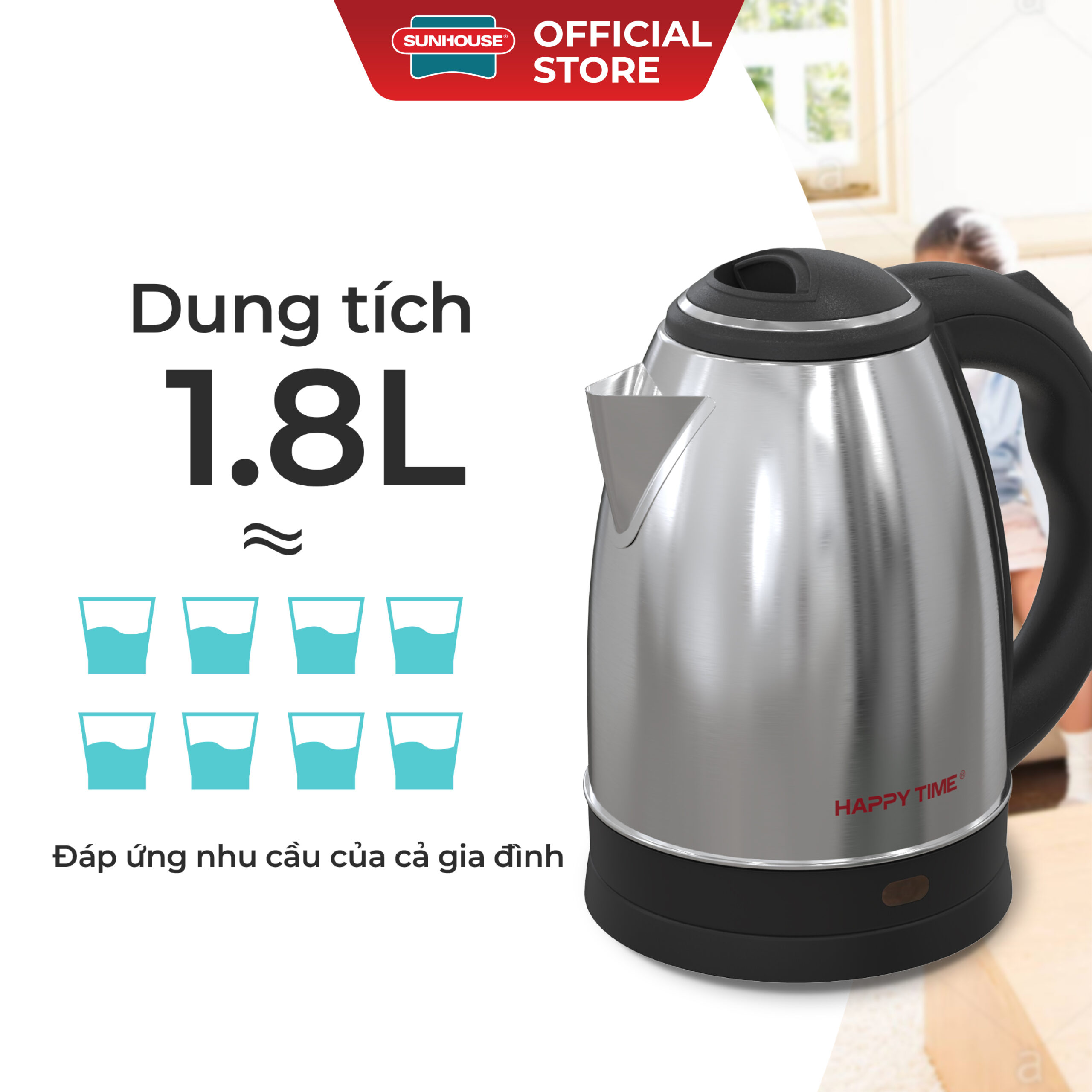Ấm siêu tốc Inox 1.8L Happytime HTD1021 - Ảnh 5