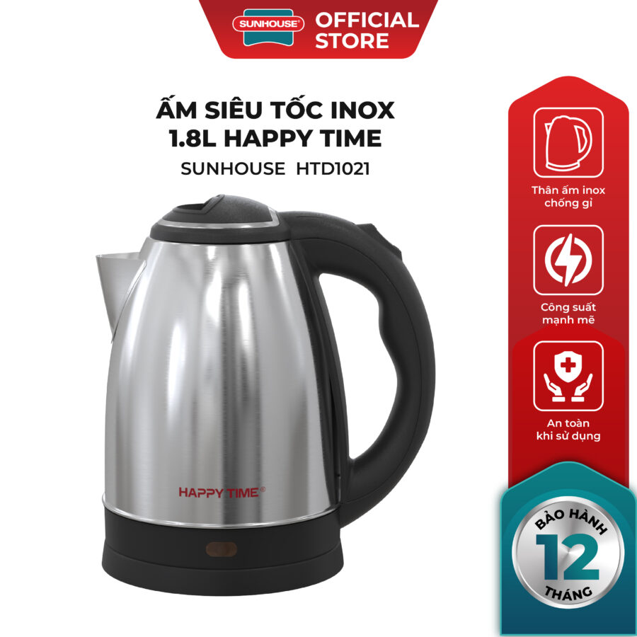 Ấm siêu tốc Inox 1.8L Happytime HTD1021