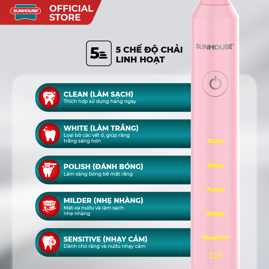 Bàn chải điện Sunhouse SHC100P - Ảnh 6