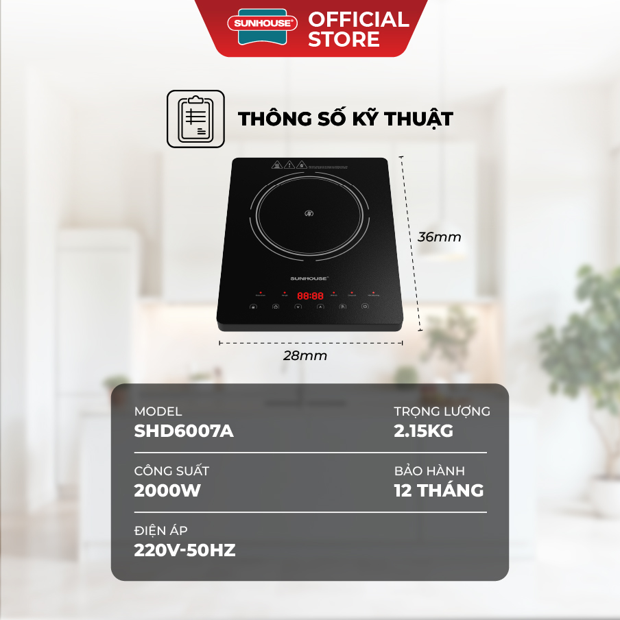 Bếp hồng ngoại cảm ứng Sunhouse SHD6007A - Ảnh 6