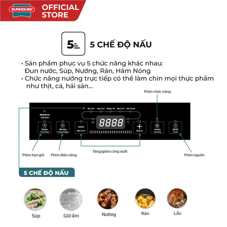 Bếp hồng ngoại cơ Sunhouse SHD6011 - Ảnh 5