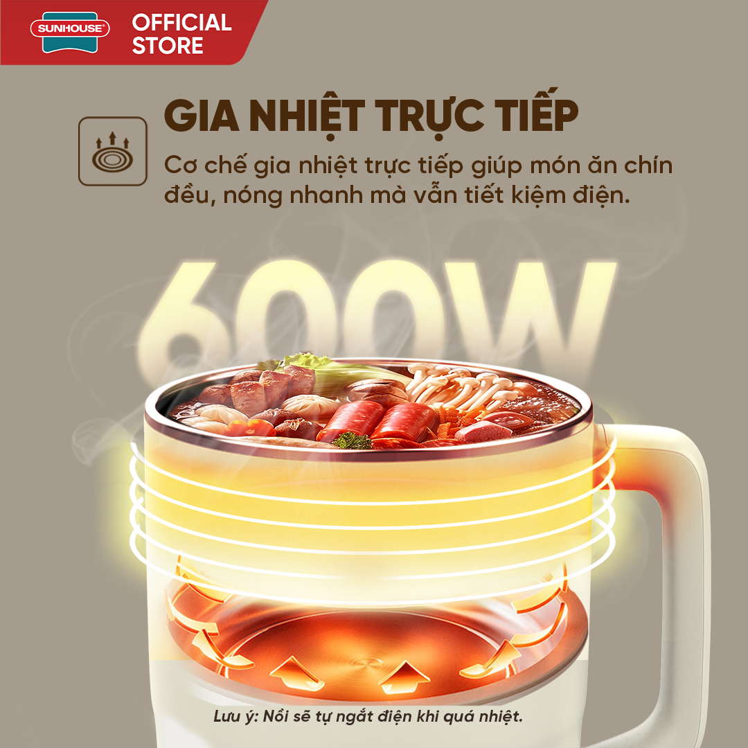 Lẩu điện mini đa năng 1.6L Sunhouse SHD4516 - Ảnh 6