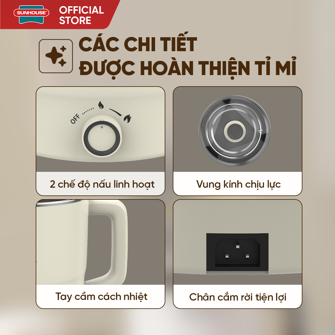Lẩu điện mini đa năng 1.6L Sunhouse SHD4516 - Ảnh 5