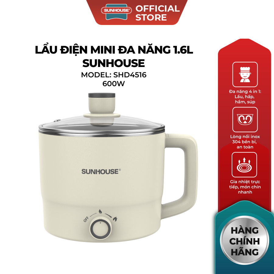 Lẩu điện mini đa năng 1.6L Sunhouse SHD4516