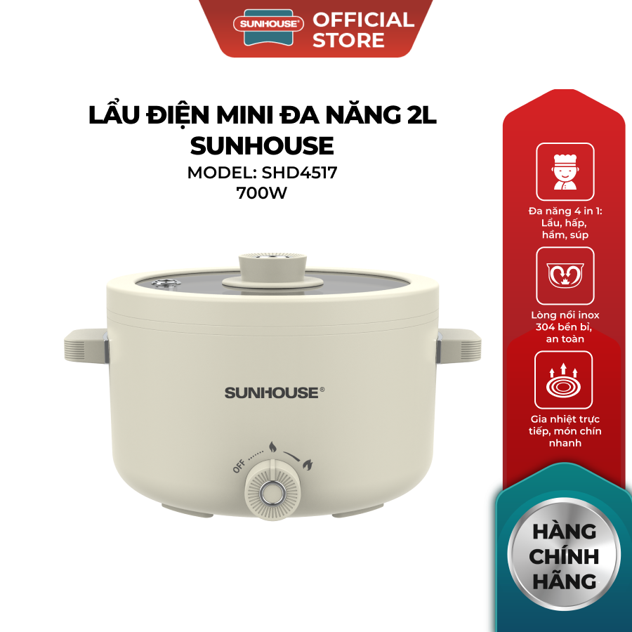 Lẩu điện mini đa năng 2.0L Sunhouse SHD4517