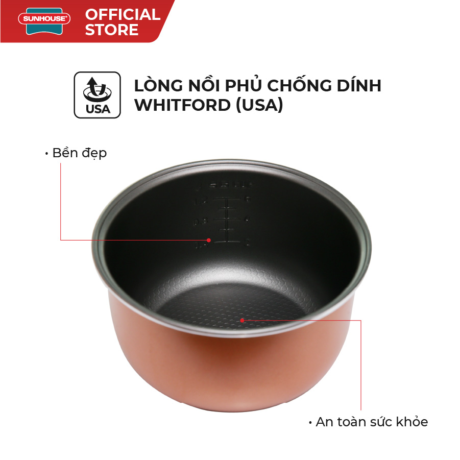 Nồi cơm điện 1.2L Sunhouse SHD8217W - Ảnh 3