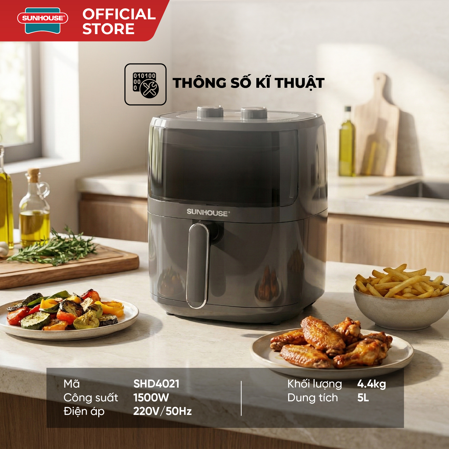 Nồi chiên không dầu 5L Sunhouse SHD4021 - Ảnh 6