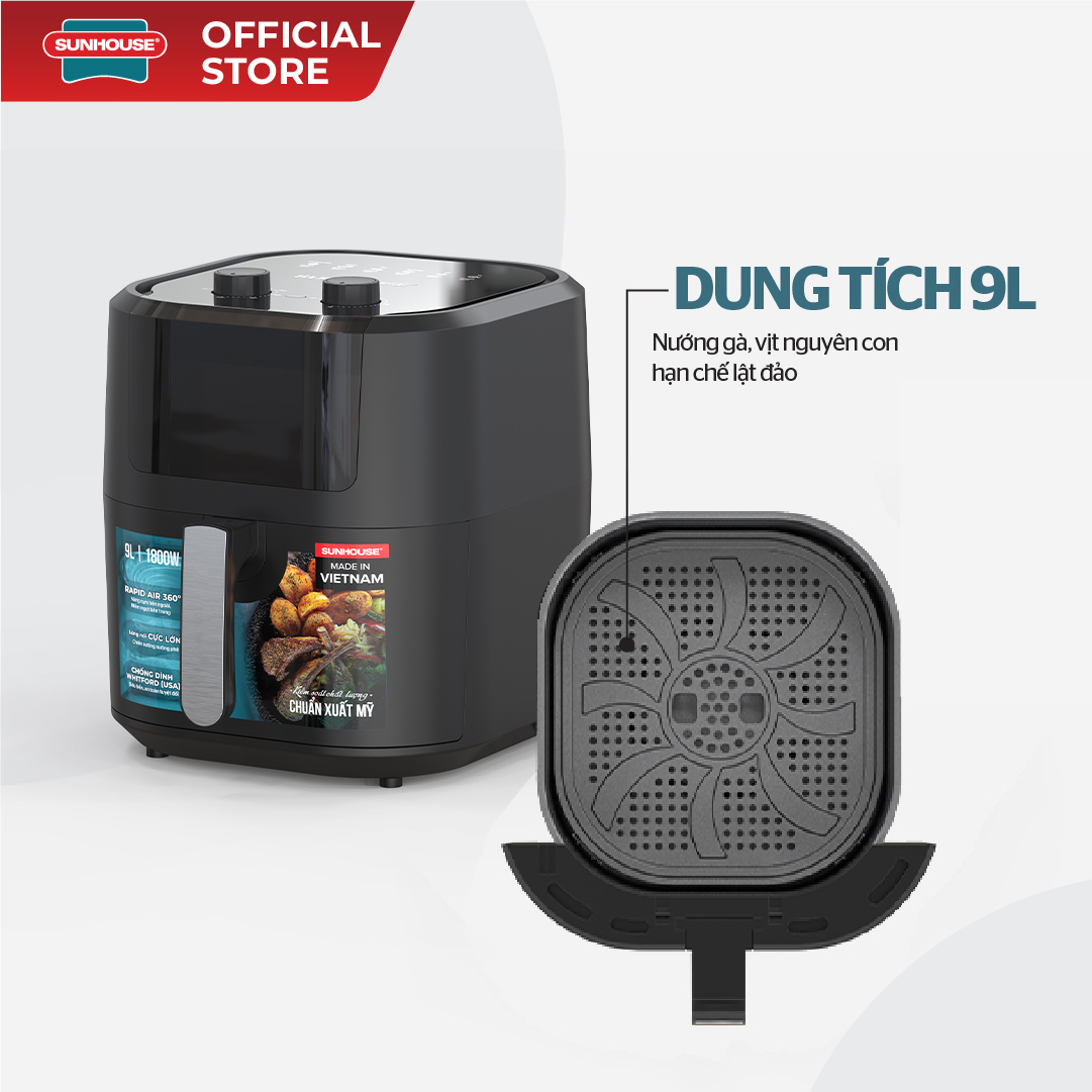 Nồi chiên không dầu 9L Sunhouse SHD4037 - Ảnh 3