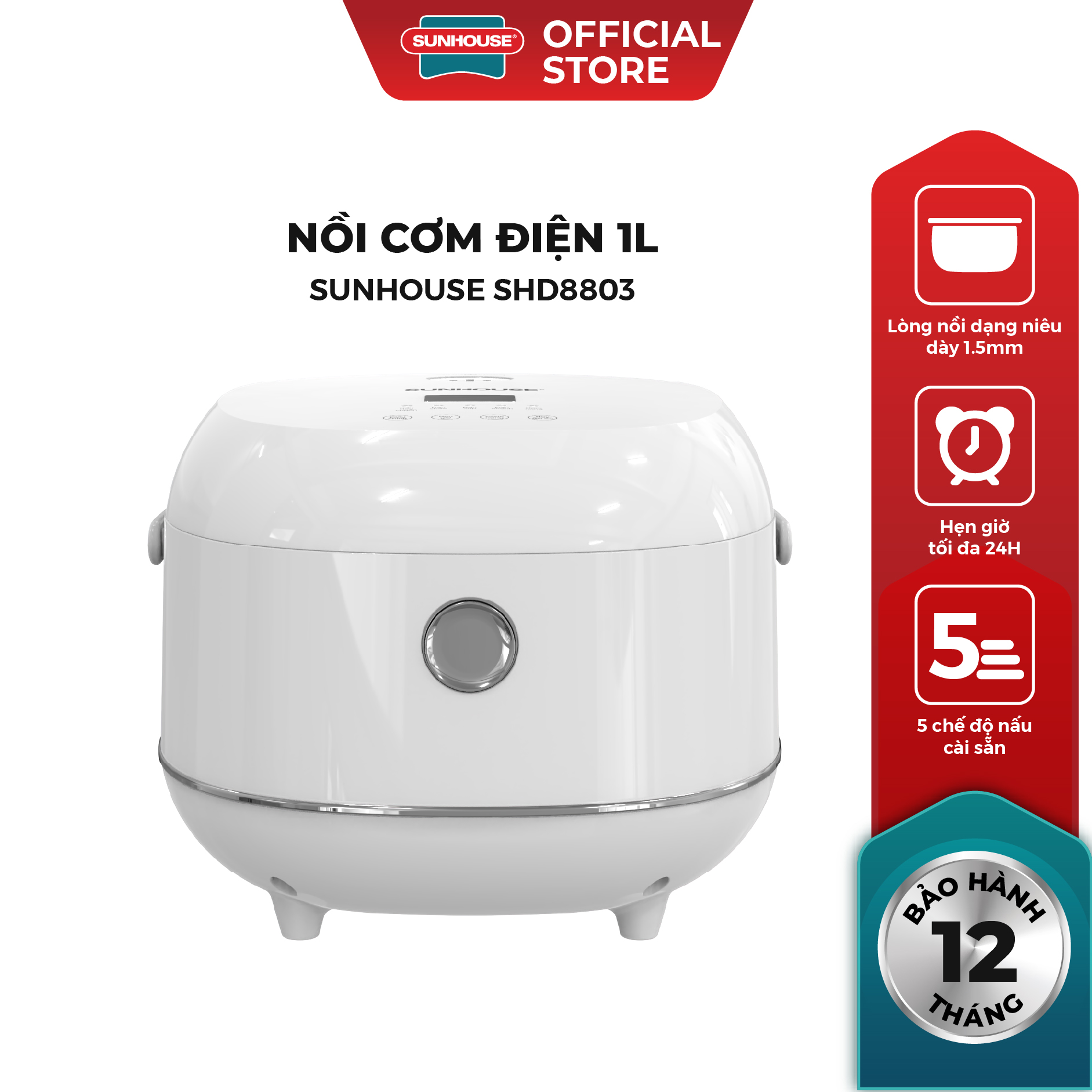 Nồi cơm điện tử 1L Sunhouse SHD8803