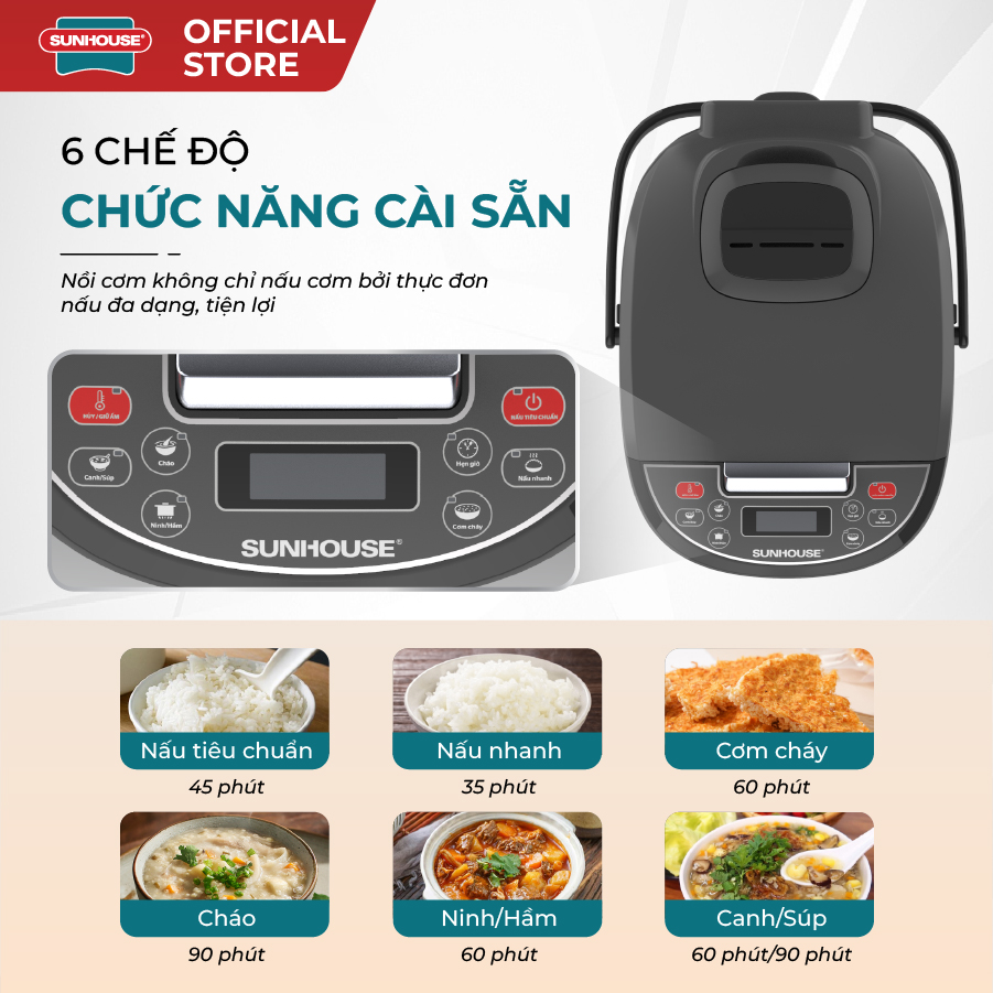 Nồi cơm điện tử Sunhouse SHD8909B - Ảnh 8