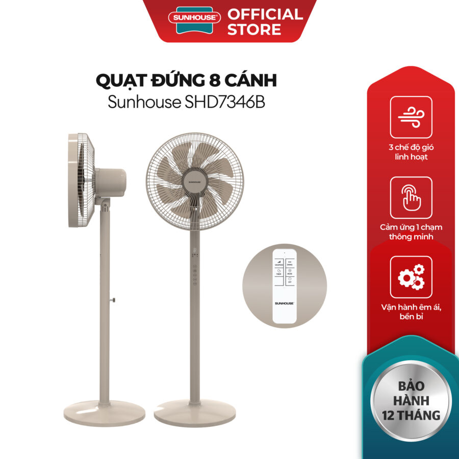 Quạt đứng 8 cánh Sunhouse SHD7346B